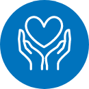 hands lifting up heart icon