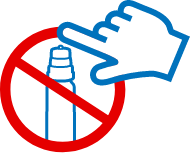 don't touch tip of bottle icon